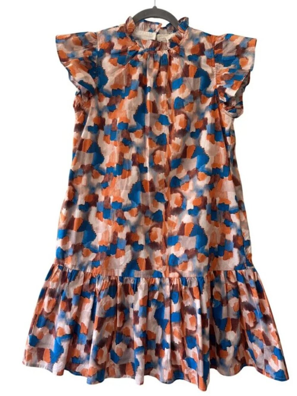 Pinch Multi-Color Abstract Print Ruffle Flutter-Sleeve Dress Sz M- NWT